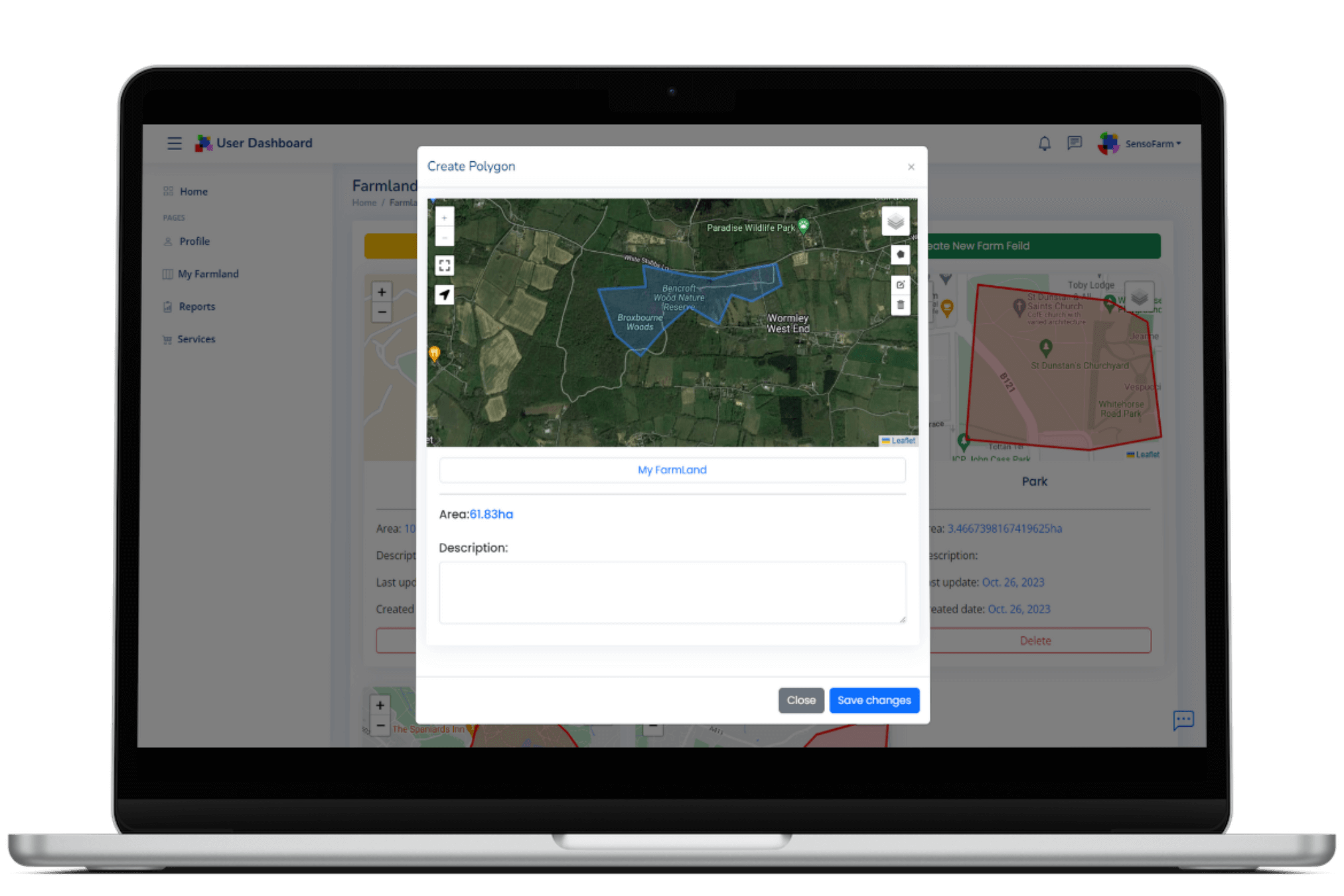 Laptop displaying farmland data